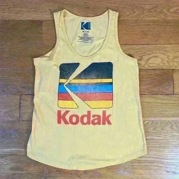 Kodak Women’s Size 7-9 Yellow Gold Kodak Logo Tank Top for Vintage Camera Lovers - Picture 1 of 3